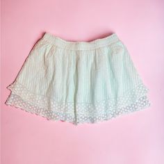 Sexy And Sassy Ruffled Toya Skirt From Loveshackfancy. Features A Wide Stretch Waistband, Pintucked Panels Edged In Lace, Two Tiered Mini Skirt. 100% Cotton, So Easy To Style. Seafoam Green Cotton And Lace. Sold Out On Revolve And Online. Nwt, No Flaws. Top Not Included In Listing. Measures: 31.5" All Around Waistband, Unstretched Length From Top Of Waistband To Hem: 15" Tags: Summer, Lace, Babydoll, Vacation, Cotton Cute Tiered Skirt For Spring, Breezy Skirted Bottoms For Spring, Cute Lace Trim Bottoms For Spring, Playful Flowy Skirt For Spring, Cute Lined Skirt, Playful White Skirt With Ruffles, Playful Ruffled Skirt For Spring, Playful Spring Tiered Skirt, Breezy Lined Skirt Bottoms