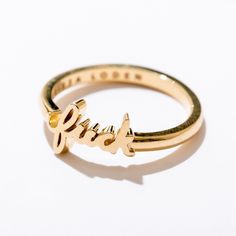 Fuck Ring in 10K Gold Jewelry Goals, Sleep Token, Permanent Jewelry, 10k Gold Ring, Cursive Script, Casting Jewelry, Minneapolis Minnesota, Birthday Wishlist, Flower Jewelry