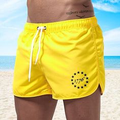 Category:WE-Pants; Season:Spring  Summer; Fabric:Polyester; Gender:Men's; Style:Casual,Fashion; Elasticity:Micro-elastic; Occasion:Holiday,Beach,Weekend,Swimming Pool; Details:Without Lining; Fit Type:Regular Fit; Function:Quick Dry,Comfort; Waistline:Mid Waist; Pattern:Star; Design:Drawstring,Elastic Waist; Pants Type:Board Shorts,Swim Trunks,Swim Shorts; Fly Type:Drawstring,Elasticity; Front page:FF; Listing Date:06/07/2024; Production mode:External procurement; Hips:; Length:; Waist:; Fit US Size:; Pants Length:Short Stretch Swimwear For Leisure In Summer, Stretch Swimwear For Summer Leisure, Stretch Swimwear For Summer, Sporty Letter Print Shorts For Beach, Trendy Beach Bottoms With Letter Print, Stretch Leisure Shorts For Summer, Summer Stretch Leisure Shorts, Trendy Swimming Shorts For Summer, Beach Bottoms With Letter Print And Short Length