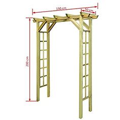 a wooden arbor with measurements for it