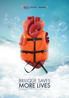 a life jacket floating in the air on top of clouds with words bridle saves more lives