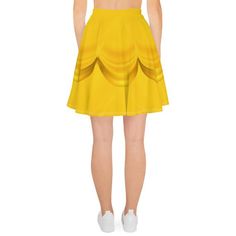 Princess Running Costume Belle Inspired Golden Yellow Skater Skirt Skirt Illustration, Yellow Ball Gown, Princess Running Costume, Long Lake, Running Costumes, Princess Skirt, Stretchy Skirt, Yellow Fabric, The Castle