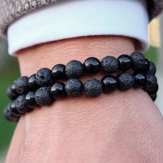 * Beautiful stone bracelet
 * 100% natural stone
 * One size fits most Lava Beads, Lava Rock, Lava Bead, Black Agate, Black Stone, Fantastic Gifts, Stone Bracelet, Pearl Bracelet, Bracelet Set