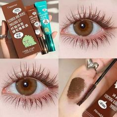 Light Brown Mascara, Brown Mascara Makeup, Korean Toothpaste, White Mascara Makeup, Brown Mascara Look, Korean Mascara, Cute Mascara, Cute Makeup Products, Korean Makeup Products