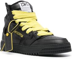 Elevate your street style with these high-top trainers from Off-White. Perfect for adding a touch of urban edge to any outfit, these black leather trainers feature a lace-up fastening, perforated round toe, and the iconic black zip-tie label, all set on a durable rubber sole. Black leather high-top design Lace-up fastening for a secure fit Perforated round toe for breathability Iconic black zip-tie label for added style Durable rubber sole for all-day comfort Luxury High-top Sneakers With Lace-up Fastening For Streetwear, Luxury High-top Sneakers With Lace-up For Streetwear, Luxury Lace-up Basketball Shoes For Streetwear, Luxury Spiked High-top Sneakers For Streetwear, Luxury Adidas High-top Sneakers With Logo, Luxury Adidas Logo High-top Sneakers, Luxury Black High-top Sneakers With Embossed Logo, Luxury Lace-up High-top Sneakers With Logo Patch, Luxury Leather High-top Sneakers With Logo