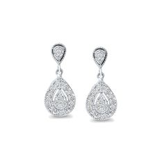 Pompeii3 1/2ct Pear Shape Dangle Diamond Earrings 10K White Gold, Women's, Size: Small Classic White Gold Teardrop Diamond Earrings, Classic Diamond White Pear-shaped Teardrop Earrings, Classic Teardrop Diamond Earrings With Accents, Classic Diamond Teardrop Earrings, Diamond White Pear Shaped Classic Teardrop Earrings, Teardrop Diamond Earrings With Sparkling Stones, Classic Pear-shaped Diamond White Bridal Earrings, Classic White Gold Teardrop Earrings With Prong Setting, Pear-shaped Diamond Bridal Earrings With Accents