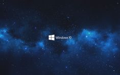 the windows 10 logo is shown in front of a background of blue stars and clouds