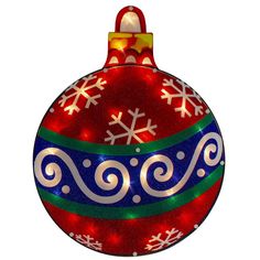 a christmas ornament with snowflakes and swirls on the top is shown