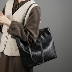 Free U.S. shipping. Style: Classic, Commuting , color:Black, suite for season：Spring, Summer, Autumn, Winter ，Anniversary, School, Work, Material Genuine Leather, Black Leather Woven Oversized Tote Bags Shoulder Bag for Work Elegant Black Bags For Fall, Fall Season Black Tote Shoulder Bag, Black Tote Bucket Bag For Fall, Black Tote Bag For Fall, Black Bucket Bag For Fall, Black Square Bags For Fall, Black Shoulder Bag For Fall Shopping, Black Shoulder Bag For Office In Fall, Elegant Black Square Bucket Bag