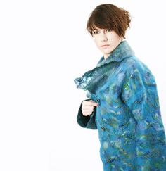 Nuno felted wool coat jacket PEACOCK by ChicComplement on Etsy Turquoise Long Sleeve Winter Outerwear, Turquoise Long Sleeve Outerwear For Winter, Artistic Blue Long Sleeve Outerwear, Artistic Multicolor Winter Outerwear, Artistic Long Sleeve Outerwear For Fall, Artistic Long Sleeve Fall Outerwear, Handmade Blue Outerwear For Fall, Art Coat, Women Wool Coat