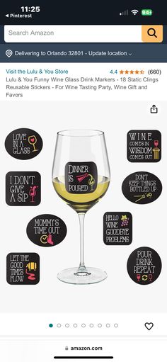 a wine glass with different types of wines on the bottom, and below it is an email