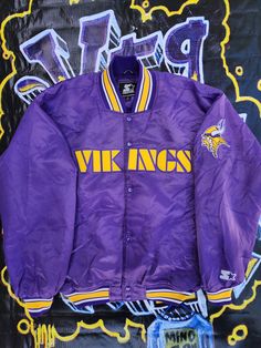 Retro 2000s Minnesota Vikings Black Label Starter Jacket In great condition  Normal wear Minor stains/ snags 9.5/10 Size XL 29.5 x 29.5 Pit to Pit Any questions feel free to reach out! Item #1PNK13 90s Style Long Sleeve Outerwear For Sports Events, 90s Winter Sports Outerwear, 90s Winter Outerwear For Sports Events, 90s Style Long Sleeve Outerwear For College, Sparkly Jacket, Viking Shop, Retro 2000s, Starter Jacket, Sun Valley