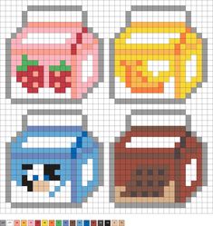 the pixel art is designed to look like coffee and donuts, with different designs on them