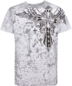 Designer fashion inspired screen print design features silver embossed cross and wings. Please refer to Amazon Size Chart for Size Measurements, 100% Combed Cotton Machine Wash Cold. Tumble Dry Low. Made in USA Trendy fashion short sleeve cotton t-shirt features a detailed graphic design with metallic accents. Please refer to Size Chart to ensure the proper fit.About Sakkas Store:Sakkas offers trendy designer inspired fashion at deep discounts! We work day and night to bring you high quality clo Cross With Wings, Muscle T Shirts, Fashion T Shirt, Screen Printing Designs, Fashion Inspiration Design, Metallic Accents, Sleeve Cotton, Emboss, Quality Clothing