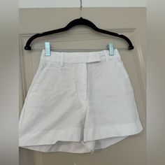 Only Worn These Once, Almost Perfect Condition Except For A Black Mark On The Back I’m Sure You Can Get Out, I Haven’t Tried Linen Shorts With Short Inseam For Day Out, White Bermuda Bottoms For Day Out, Summer Fitted Shorts, Fitted Summer Shorts, Fitted High-waisted Bermuda Shorts For Day Out, Fitted Cotton Bermuda Shorts For Summer, High Waist White Bermuda Shorts For Summer, Fitted Summer Shorts With Short Leg, Fitted Bermuda Shorts For Spring