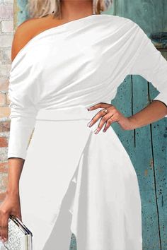 Off Shoulder Style, Xmas Dress, Off Shoulder Jumpsuit, Western Tops, Off Shoulder Fashion, White Jumpsuit, Color Fabric, Western Dresses, Beautiful One