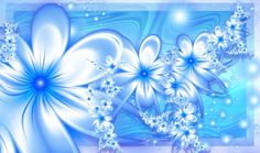 an abstract blue and white background with flowers