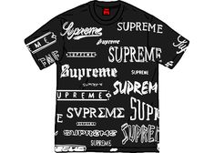 Check out the Supreme Multi Logo Tee Black available on StockX Casual Signature Print Tops For Streetwear, Black Casual Tops With Signature Print, Casual Black Tops With Signature Print, Signature Print Crew Neck Top For Streetwear, Crew Neck Top With Signature Print For Streetwear, Black Short Sleeve Tops With Signature Print, Streetwear Signature Print Crew Neck Tops, Designer Black Top With Graphic Print, Designer Black Tops With Graphic Print