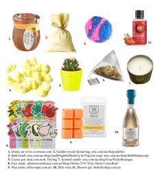 the contents of an assortment of products including soaps, candles, and other items