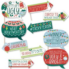 christmas party photo booth props with funny sayings