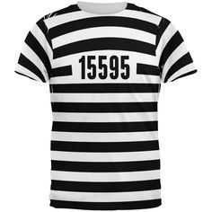 Halloween Prisoner Old Time Striped Costume All Over Adult T-Shirt Men's T-Shirts Old Glory 2XL Multi Fitted T-shirt With Custom Print For Fan Merchandise, Fitted Crew Neck Shirt With Sublimation Print, White T-shirt With All Over Print For Fans, White All Over Print T-shirt For Fans, Custom Print Fitted T-shirt For Fan Merchandise, Fitted Custom Print T-shirt For Fan Merchandise, Fitted Crew Neck Shirt With All Over Print, Striped Short Sleeve T-shirt With Letter Print, Striped Graphic Tee With Letter Print