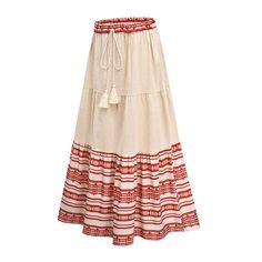 Bohemian Stitching Wrap Skirt Cotton And Linen Striped Skirt – lastrafashion Bohemian Fabric, Pleats Pattern, Retro Skirt, Bohemian Skirt, Boho Style Outfits, Pleated Shirt, Elastic Waist Skirt, Holiday Summer, Long Skirts For Women