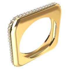 18 Karat Soft Square Sculpture Ring with Diamonds. Tiffany Designer , Thomas Kurilla created this simple chunk of gold ring years ago. Simplicity is one of the trademarks that got him into Tiffany's. This updated version is styling now and fine for both sexes. Use as an alternative wedding band as well. These are stackable at 2.0 mm wide. With a line of diamonds running around the whole ring. Keeping it more interesting than ever. Madeto order in NYC, please allow 3- 4 weeks delivery. Stamped 18 Alternative Wedding Bands, Unisex Ring, Alternative Wedding, Vintage Engagement, Antique Rings, Vintage Engagement Rings, Vintage Rings, Diamond Rings, Fashion Rings