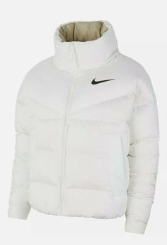 Nike Women's Sportswear Down Fill Jacket Therma-Fit White CU5813-100 Size L Lrg. White Hooded Activewear For Outdoor, White Hooded Outdoor Activewear, White Functional Sports Outerwear, Nike Long Sleeve Outerwear For Light Sports, White Track Jacket For Light Sports In Winter, White Track Jacket For Outdoor Sports Season, White Track Jacket For Sports Season, White Sports Outerwear, Sporty Winter Track Jacket For Light Sports