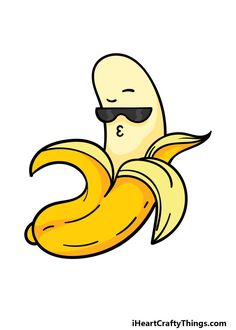 a cartoon banana with sunglasses on it's face