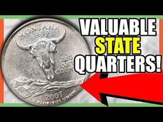 a silver coin with the words valuable state quarters on it and an arrow pointing up