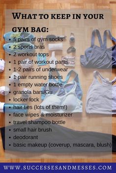 what to keep in your gym bag 5 pairs of gym socks 2 sports bras