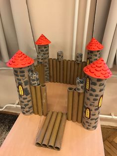 a castle made out of rolled up brown paper