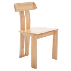 a wooden chair sitting on top of a white floor