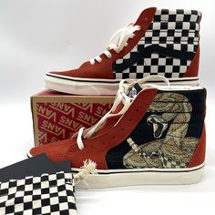 Brand New In Original Box No Lid Vans Leather Sneakers With Red Sole, Red And Black Vans, Vans Old Skool Style, Olive Green Vans, All White Vans, Vans Classic Black, White Vans Shoes, Maroon Vans, Vans Chukka Low