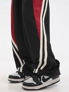 Baggy Women Sweatpants Wide Leg Joggers Casual Streetwear - Black,XXXL Hip Hop Style Full Length Sports Bottoms, Full-length Sportswear Pants For Streetwear, Hip Hop Style Wide Leg Sports Pants, Sporty Straight Leg Pants With Belt Loops, Sportswear High-waist Pants For Streetwear, Sportswear High Waist Pants For Streetwear, Sweatpants Wide Leg, Vintage Track Pants, Striped Pants Women