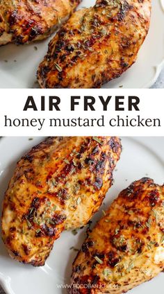 Air fryer honey mustard chicken is delicious and easy way to cook chicken breast in the air fryer. The chicken stays super juicy and it's the perfect weeknight dinner. Hot Honey Chicken Air Fryer, Easy Honey Mustard Chicken, Healthy Honey Mustard Chicken, Chicken Breast Air Fryer Recipes, Air Fryer Honey Mustard Chicken, Dijon Chicken Breast, Dijon Mustard Chicken, Honey Mustard Chicken Breast, Mustard Chicken Breast