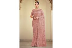 Pink Net Saree, Wedding Party Wear, Net Saree, Party Wear Saree, Wear Saree, Party Wear Sarees, Saree With Blouse, Indian Wedding