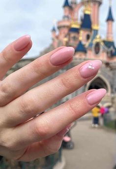 27+ Disney Nails That Are Pure *Magic* Simple Disney Nails Short, Neutral Disney Nails, Pink Disney Nails, Disney Nail Designs Simple, Classy Disney Nails, Simple Disney Nails