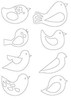 the outlines of birds are shown in black and white, as well as one line drawing