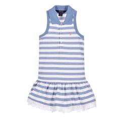 Baby Girls Sleeveless Blue Stripe Dress. 100% Cotton. Nwt. Size 6 Months Cute White Ralph Lauren Dress, Cute Ruffled Ralph Lauren Dresses, Cute Ralph Lauren Dress With Ruffles, Cute Ralph Lauren Dress For Spring, Blue Cotton Sleeveless Dress With Ruffles, Blue Sleeveless Playwear Dresses, White Ralph Lauren Summer Dress, Blue Cotton Dress For Playwear, Light Blue Summer Dress For Playwear