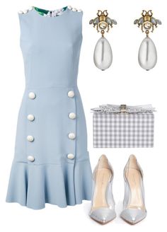 Mark Cross, Edie Parker, Linda Farrow, Work Fashion, Gianvito Rossi, Blue Dress