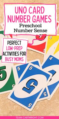 uno card number games for preschoolers to practice numbers