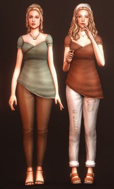 two animated women standing next to each other