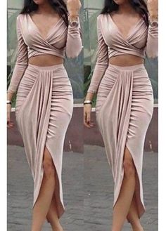 757f843a169cc678064d9530d12a1881desc53000554ri Club Wear, Two Piece Dress, Classy Dress, Piece Dress, Evening Party, Skirt Outfits, Long Sleeve Crop Top, African Fashion, Elegant Dresses