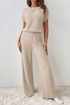 Lasaky - Elegant Outfit Set Featuring Long Sleeve and Pants Loungewear 3 Piece Set, Womens Loungewear Boohoo, Cheap Cream Tops For Loungewear, Lounge Wear Casual Pants, Trendy Luxury Loungewear Bottoms, Luxury Loungewear Pant Set For Women, Luxury Loungewear Tops For Spring, Cheap Cotton Matching Set, Cheap Playful Loungewear Sets