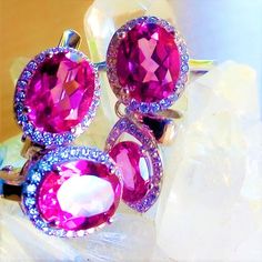 6x4 mm natural pink topaz and white cz 925 silver sterling earrings, pendant and ring size 7 1/4 Topaz Jewelry, Sterling Bracelets, Earrings Pendant, Pink Topaz, Natural Ruby, Natural Emerald, Ring Size 7, Wedding Earrings, Pink Sapphire