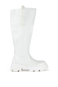 VALERIE-WHITE KNEE HIGH LUG BOOT White Company Biker Boots, Fold Over Boots, Lug Boots, There She Goes, Azalea Wang, Pink Boots, Sandal Platform, Street Style Chic, Boots And Sneakers