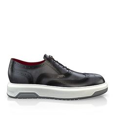 Men`s Sneakers 43718 | Girotti Leather Lace-up Golf Shoes With Contrast Sole, Black Calf Leather Oxfords With Stitched Sole, Luxury Wingtip Calf Leather Sneakers, Low-top Leather Golf Shoes With Leather Sole, Luxury Wingtip Sneakers With Rubber Sole, Black Leather Golf Shoes With Rubber Sole, Leather Wingtip Oxfords With Contrast Sole, Leather Golf Shoes With White Rubber Sole, Leather Golf Shoes With Rubber Sole