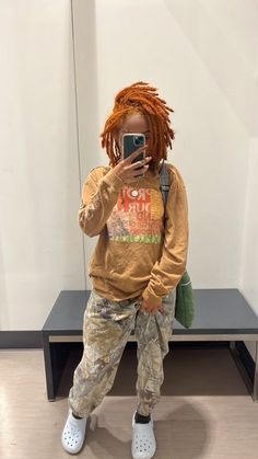 Girls With Locs Outfits, Loc Girl Aesthetic Outfits, Locs Outfits Style, Dyed Locs, Earthy Outfits, Tomboy Style Outfits