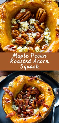 Savor the flavors of fall with this delightful recipe for roasted acorn squash, enhanced by the rich taste of maple and pecans. Perfect for cozy gatherings or a comforting meal at home, this dish brings a touch of gourmet to your table. Maple Blue Cheese Pecan Roasted Acorn Squash, Half Baked Harvest Acorn Squash, Acorn Squash Recipe Keto, Maple Pecan Goat Cheese Roasted Squash, Butternut Squash Pecan Recipes, Spicy Acorn Squash, Carnival Acorn Squash Recipes, Maple Acorn Squash Recipes, Maple Pecan Acorn Squash Recipe